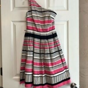 London Times Pink and Black Striped  Dress